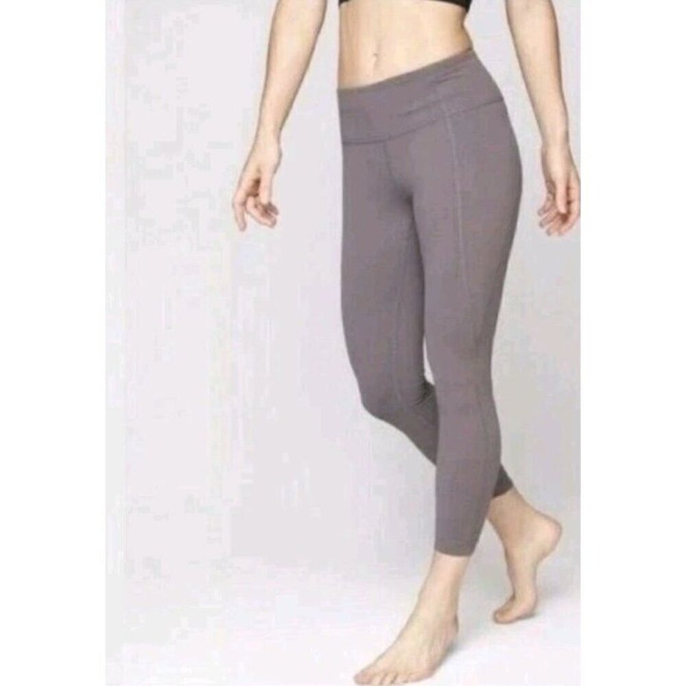 Athleta Salutation 7/8 Yoga Leggings High-Rise In Powervita Gray Size Small
